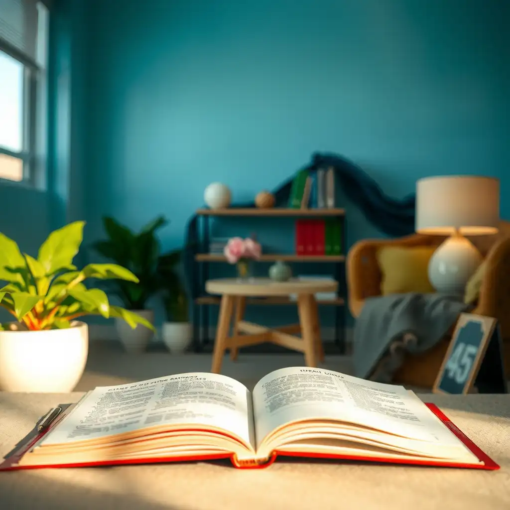 A serene and inviting space featuring an open book and a tablet with information about psoriasis and VA disability ratings, surrounded by plants and soft lighting that symbolizes health, wellness, hope, and empowerment.